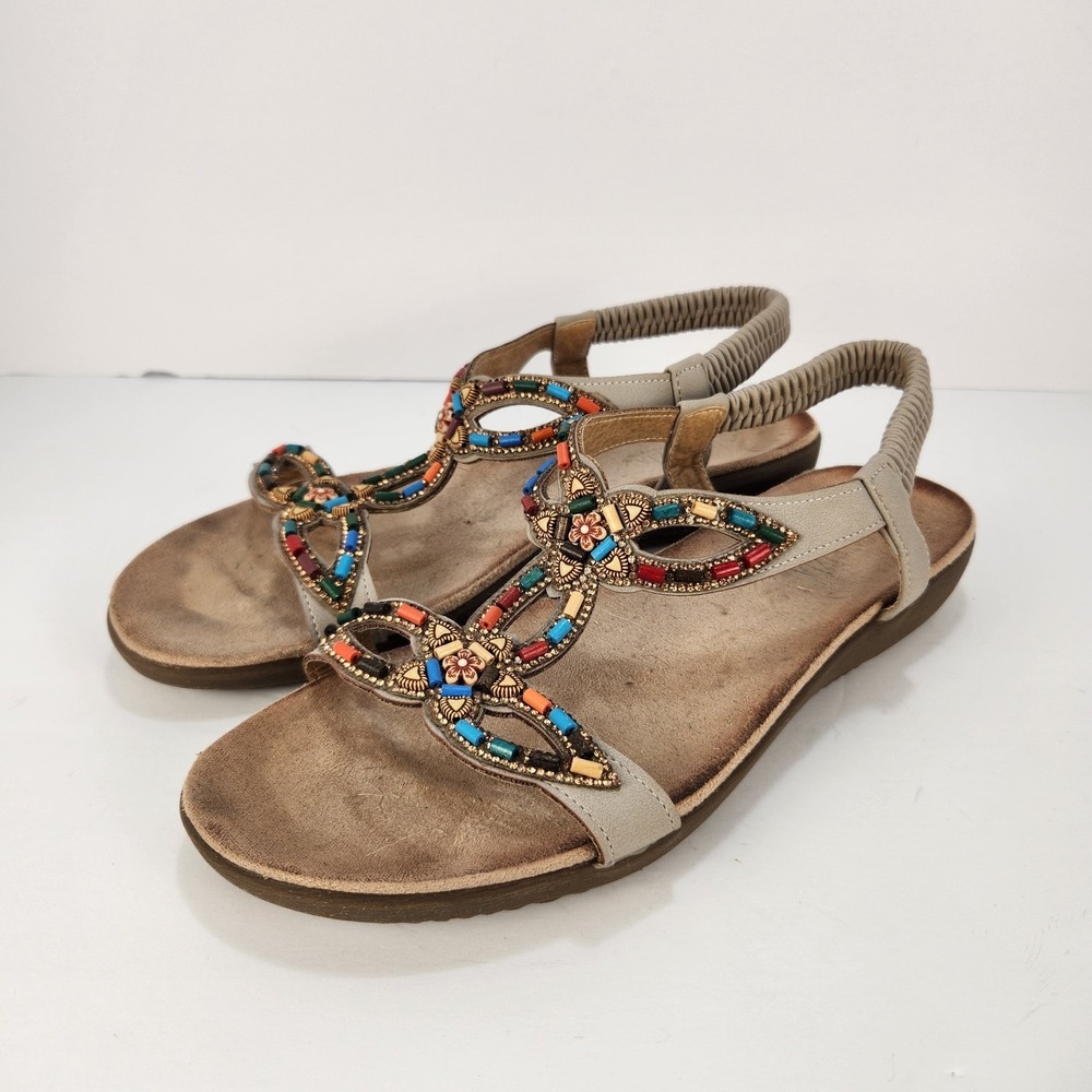 Patrizia Women's Multicolor Beaded Casual Ankle Strap Sandals Size 41 (10-10.5)